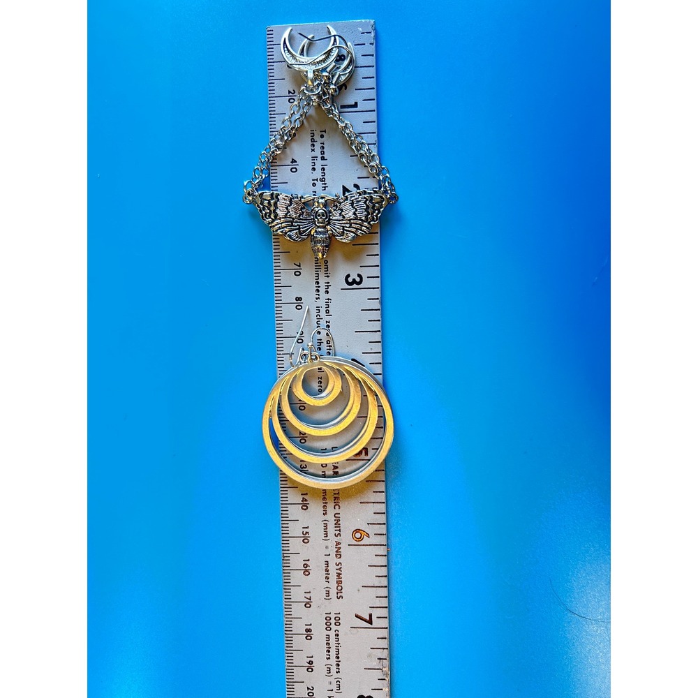 Unbranded Earrings Set Women OS Silver Good Moth Moon & Concentric Hoop Bundle - Picture 11 of 11